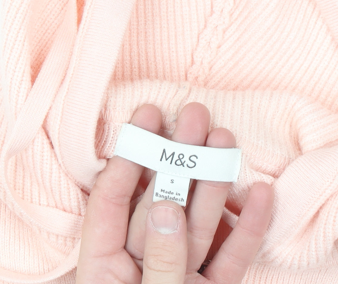 Marks and Spencer Womens Pink Hooded Full Zip Knit Jumper Small