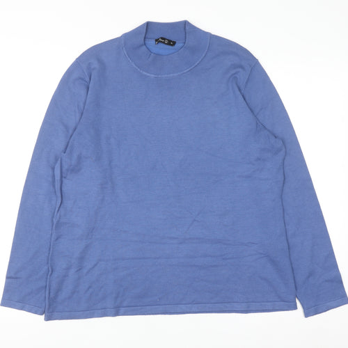 Oscar B. Men’s Blue XL Mock Neck Pullover Knit Jumper
