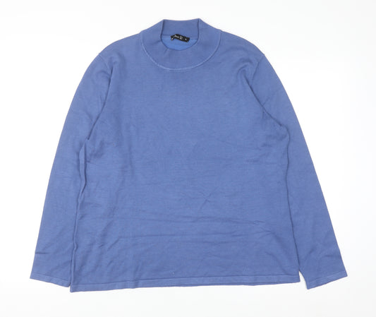 Oscar B. Men’s Blue XL Mock Neck Pullover Knit Jumper