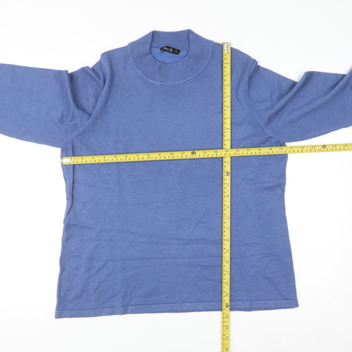 Oscar B. Men’s Blue XL Mock Neck Pullover Knit Jumper