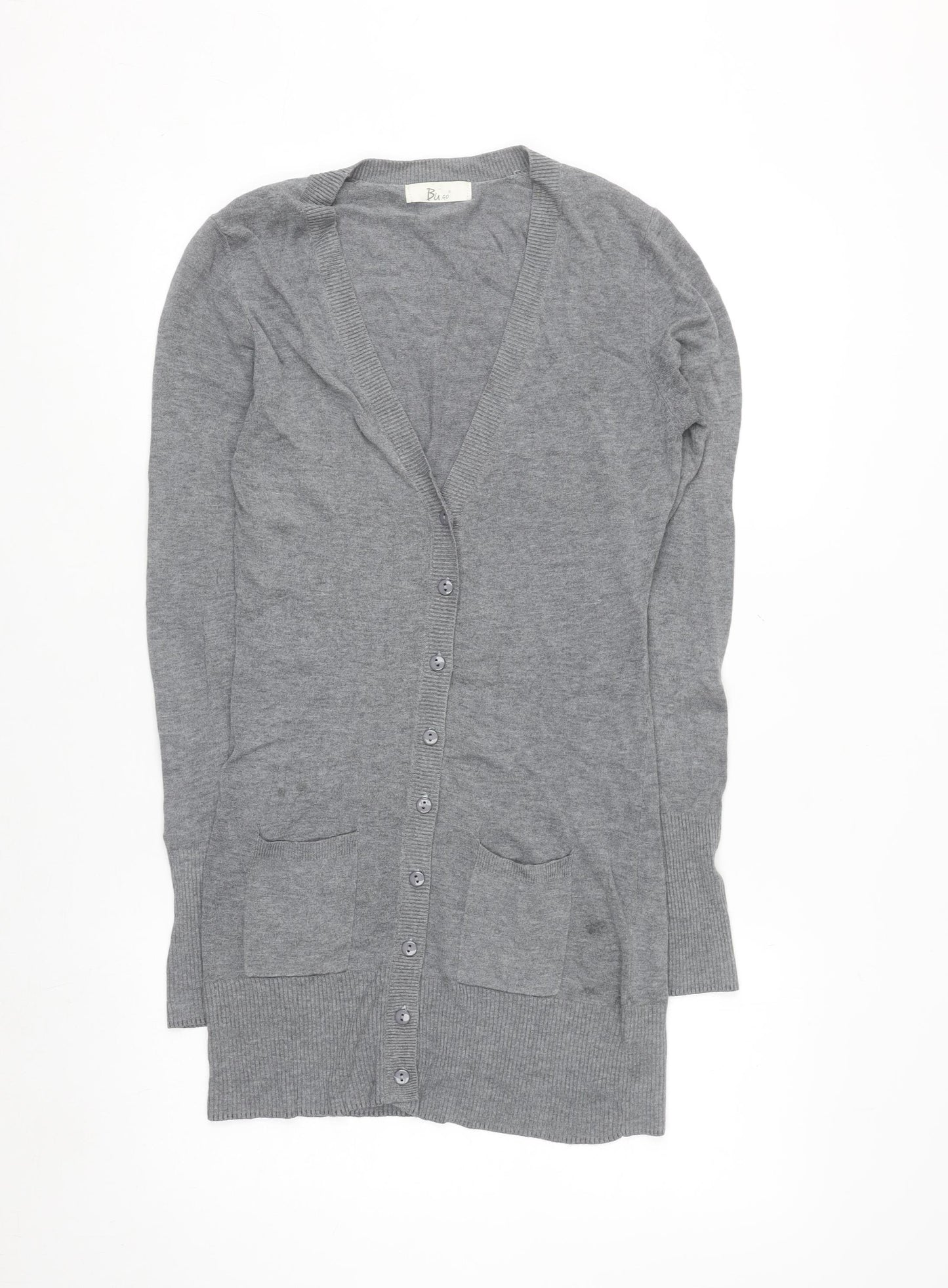 Bu.go Womens Grey Cardigan M Viscose Nylon Blend Long Sleeve