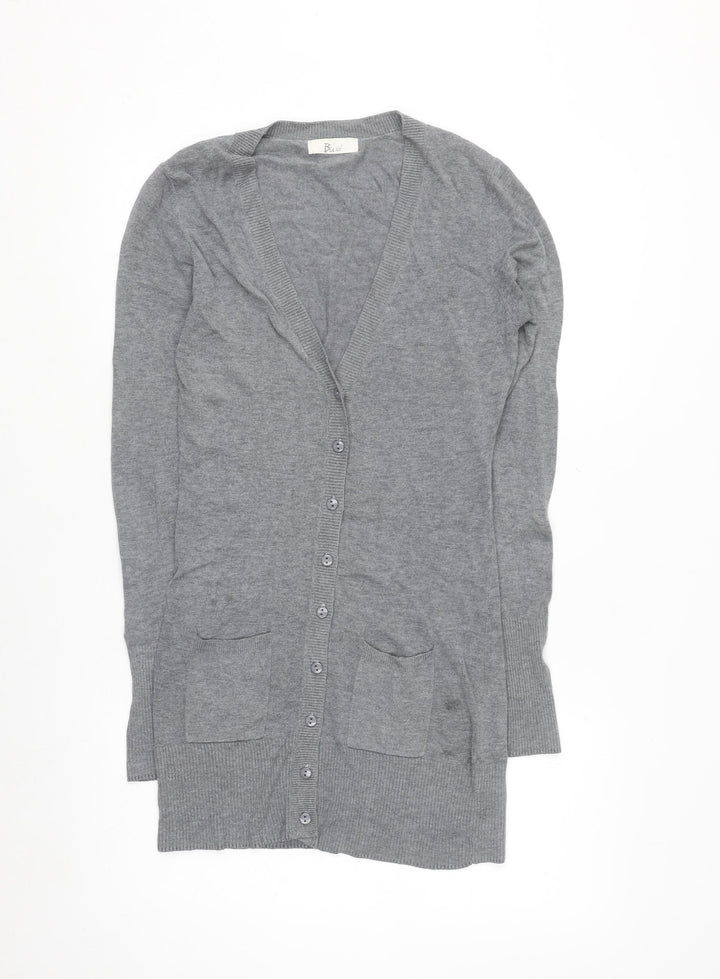 Bu.go Womens Grey Cardigan M Viscose Nylon Blend Long Sleeve