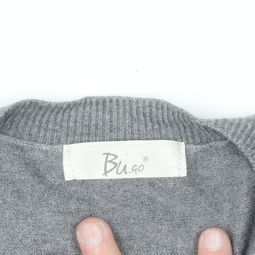 Bu.go Womens Grey Cardigan M Viscose Nylon Blend Long Sleeve