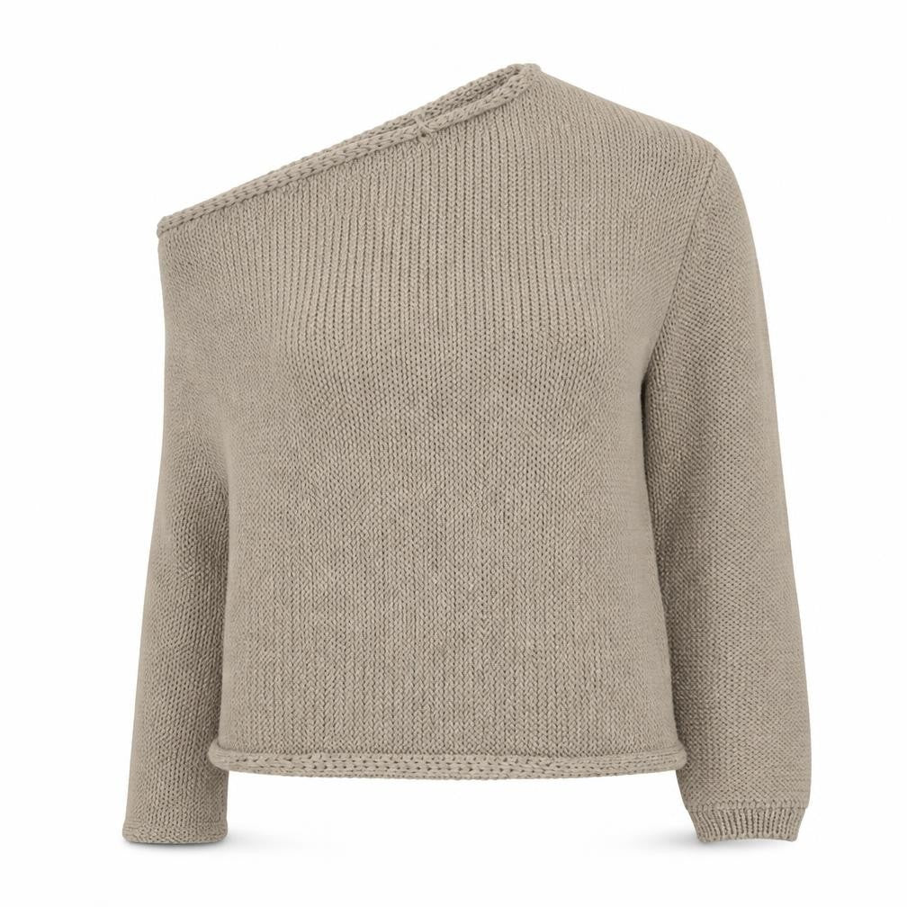 Front view of Marks & Spencer Women’s Beige Asymmetrical Knit Jumper M