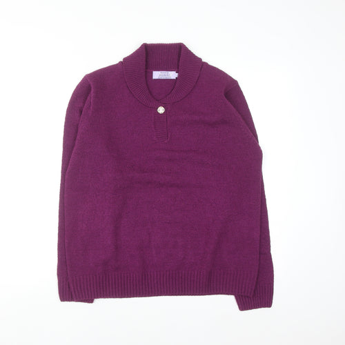 Honor Millburn Women's Purple Acrylic Henley Jumper Size 14-16