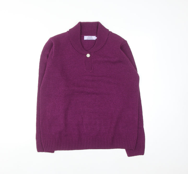 Honor Millburn Women's Purple Acrylic Henley Jumper Size 14-16