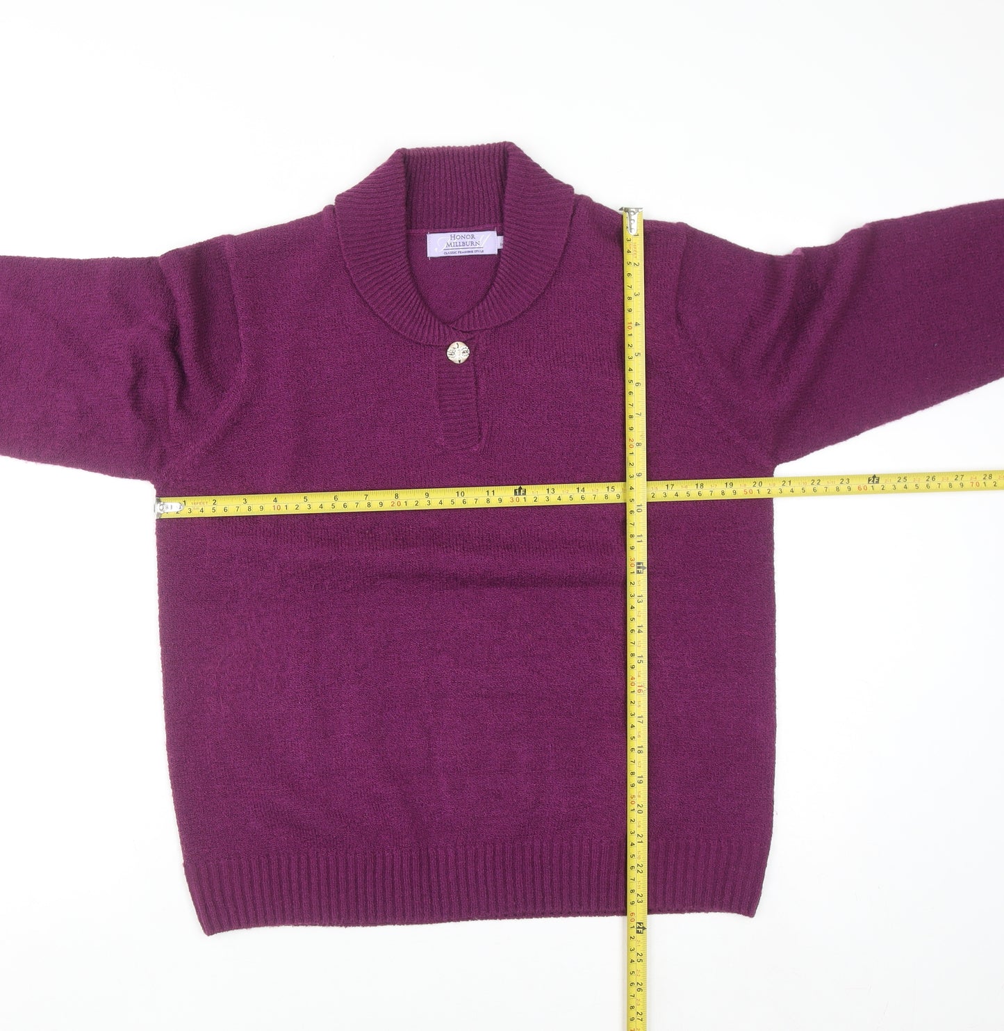 Honor Millburn Women's Purple Acrylic Henley Jumper Size 14-16