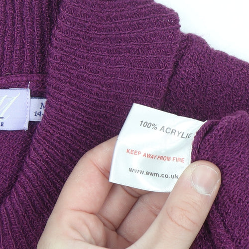 Honor Millburn Women's Purple Acrylic Henley Jumper Size 14-16