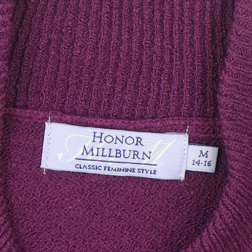 Honor Millburn Women's Purple Acrylic Henley Jumper Size 14-16