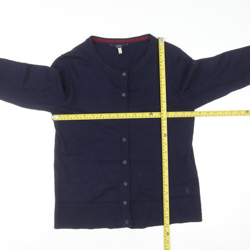 Joules Women Blue Cotton Button Cardigan Size 8 Regular Fit