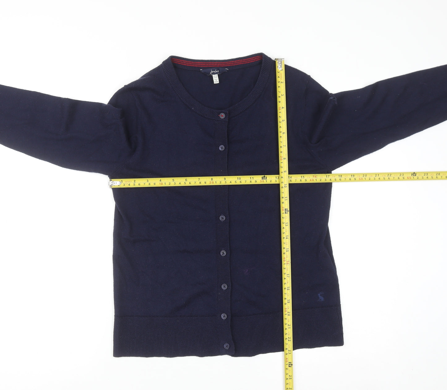 Joules Women Blue Cotton Button Cardigan Size 8 Regular Fit