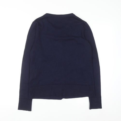 Joules Women Blue Cotton Button Cardigan Size 8 Regular Fit