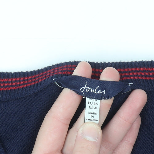 Joules Women Blue Cotton Button Cardigan Size 8 Regular Fit