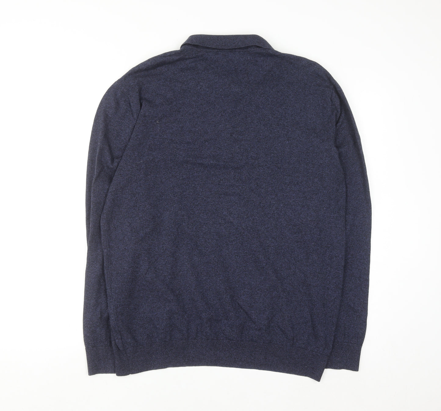 Next Men Blue Collared Henley Jumper Size M Cotton Blend