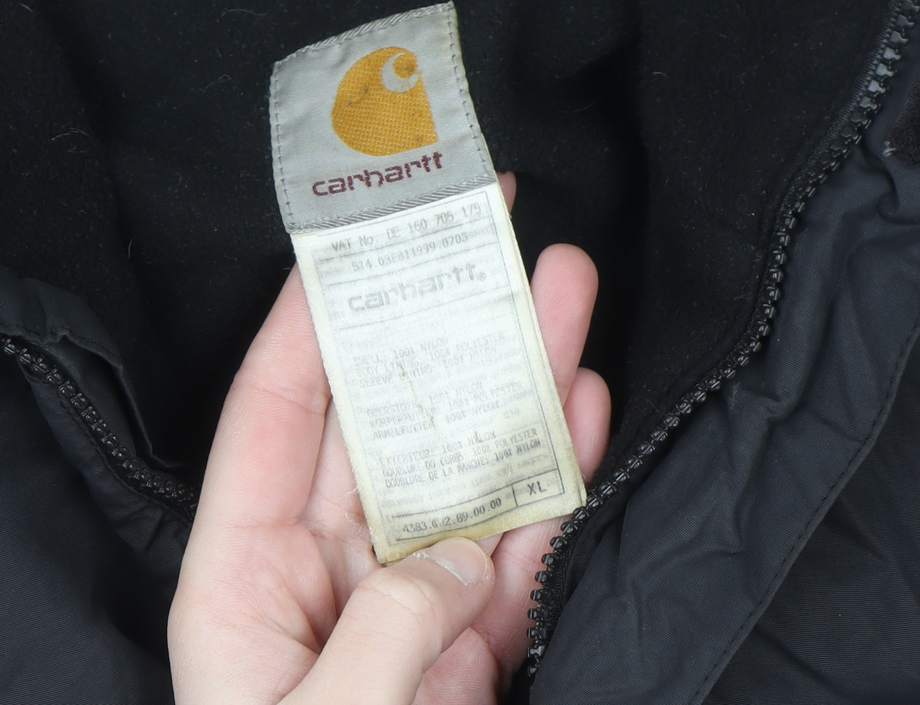 Carhartt Men's Black XL Anorak Hooded Nylon Winter Jacket