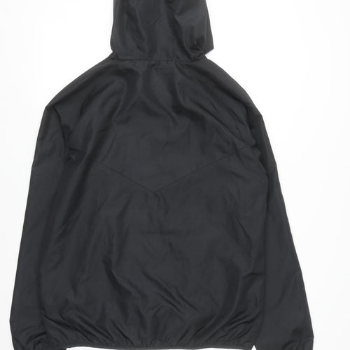 Primark Men Black L Windbreaker Hooded Jacket Full Zip Polyester
