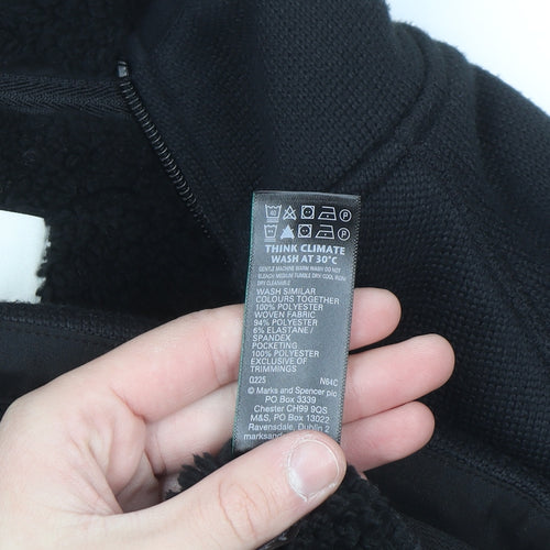 Marks and Spencer Men's Black Full Zip Fleece Sweatshirt S Regular