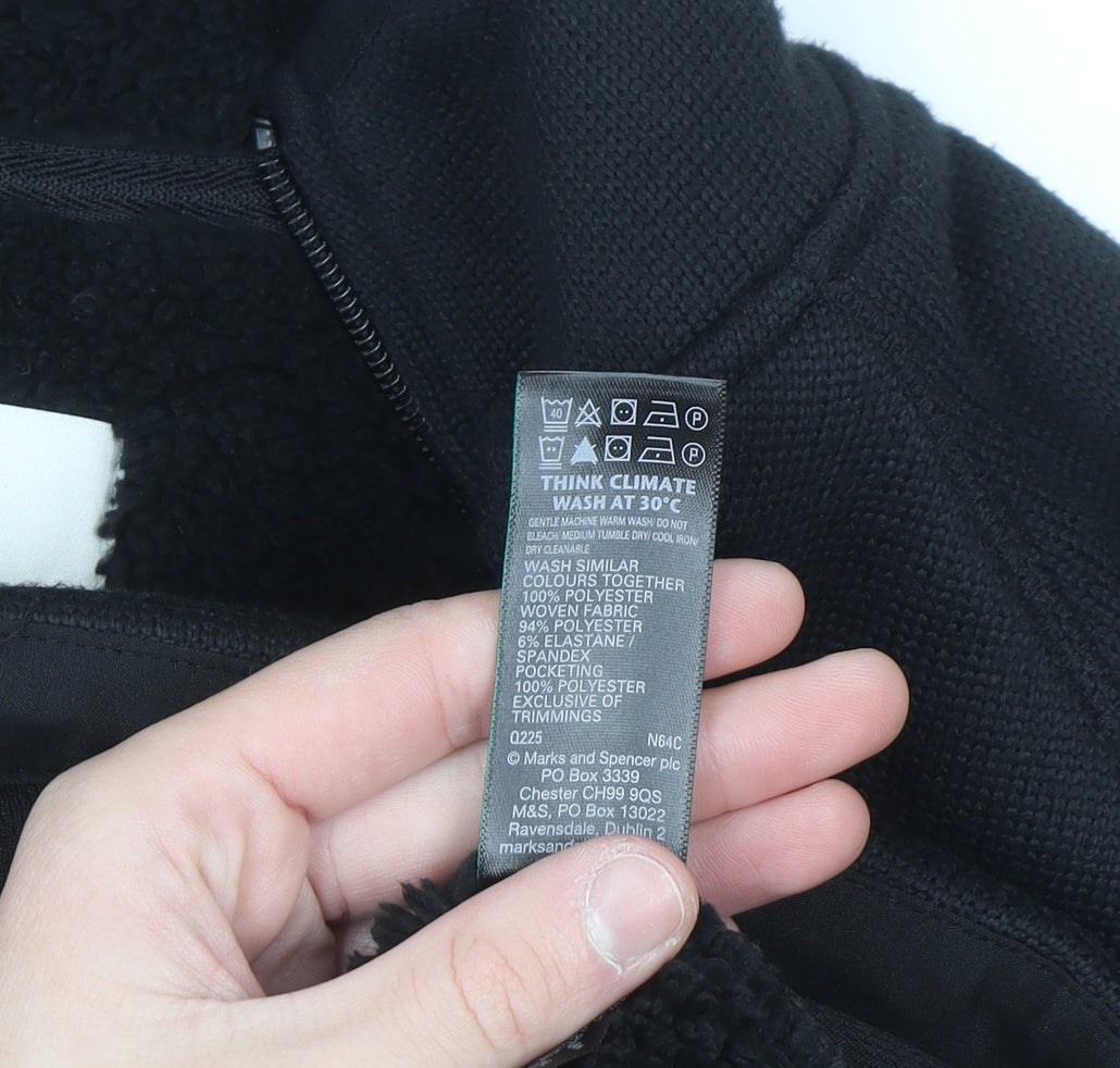 Marks and Spencer Men's Black Full Zip Fleece Sweatshirt S Regular