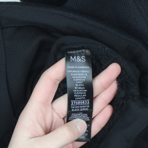 Marks and Spencer Men's Black Full Zip Fleece Sweatshirt S Regular