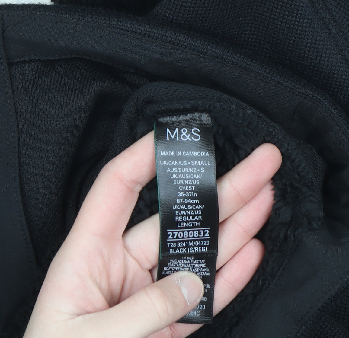 Marks and Spencer Men's Black Full Zip Fleece Sweatshirt S Regular