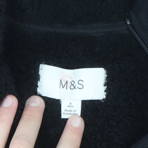 Marks and Spencer Men's Black Full Zip Fleece Sweatshirt S Regular