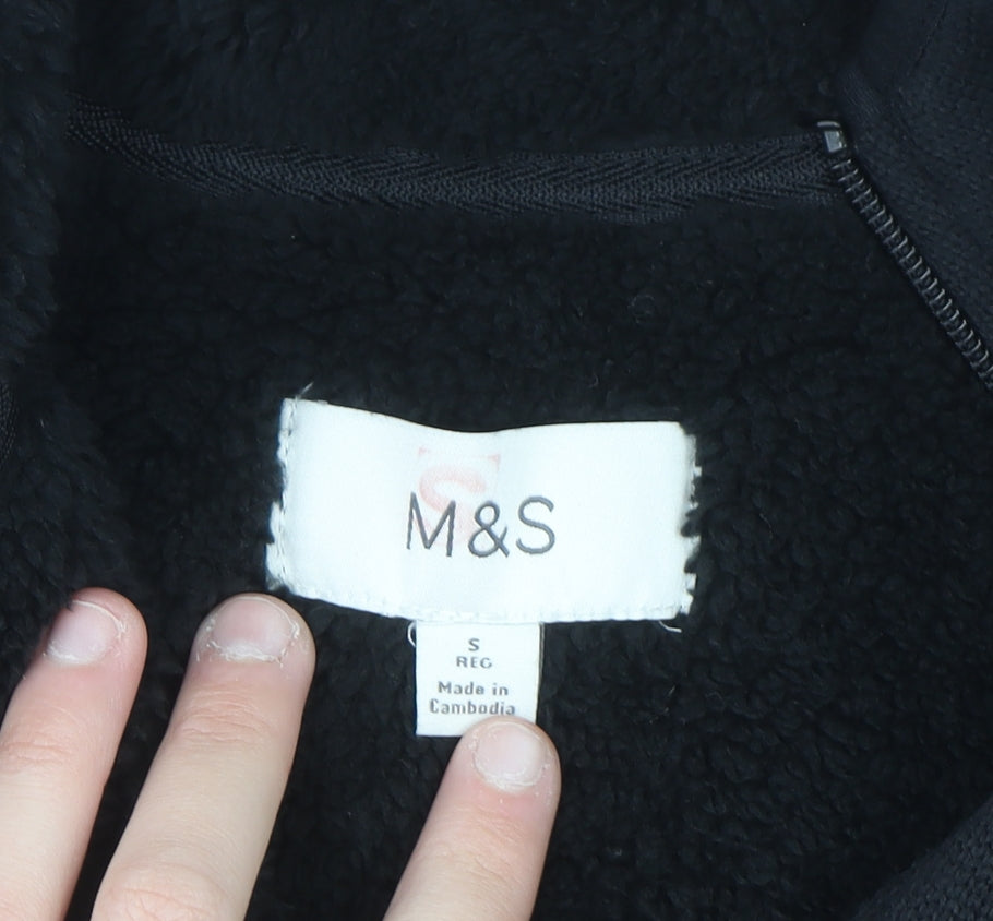 Marks and Spencer Men's Black Full Zip Fleece Sweatshirt S Regular