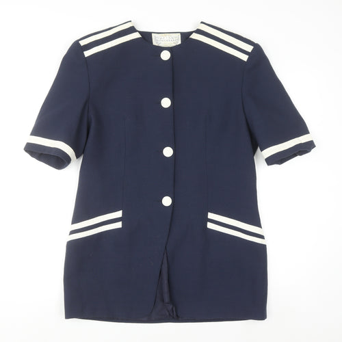 Boulevard Collections Women's Blue Size 14 Short Sleeve Single Breasted Suit Jacket