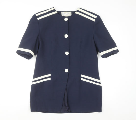 Boulevard Collections Women's Blue Size 14 Short Sleeve Single Breasted Suit Jacket