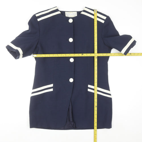 Boulevard Collections Women's Blue Size 14 Short Sleeve Single Breasted Suit Jacket