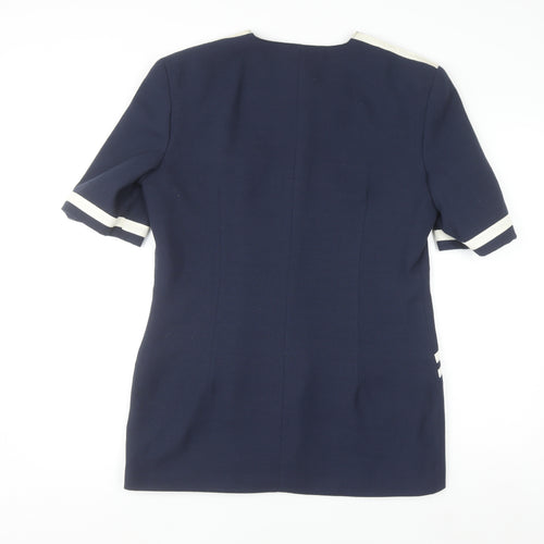 Boulevard Collections Women's Blue Size 14 Short Sleeve Single Breasted Suit Jacket