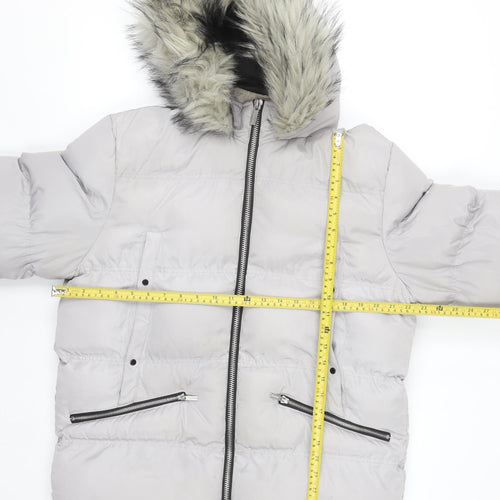 4Bidden Men's Grey XL Puffer Jacket Hooded Faux Fur Lined Winter Coat