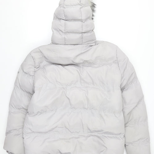 4Bidden Men's Grey XL Puffer Jacket Hooded Faux Fur Lined Winter Coat