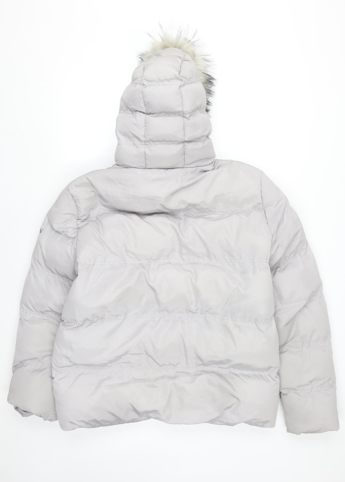 4Bidden Men's Grey XL Puffer Jacket Hooded Faux Fur Lined Winter Coat