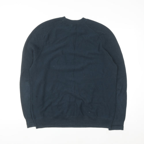A-FRAME Men's Blue Cotton Wool Crew Neck Pullover Jumper Size L