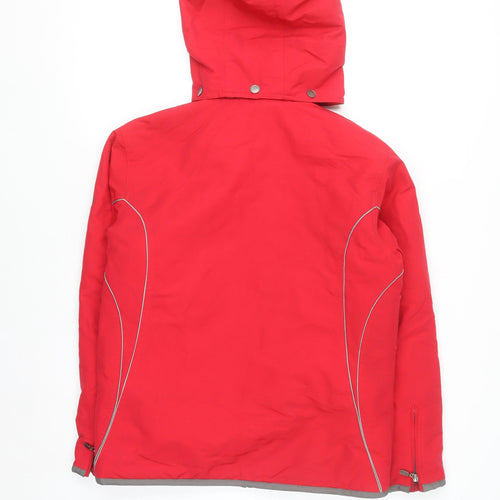 FIVE Red Waterproof Hooded Puffer Jacket Women UK 8 Winter Nylon