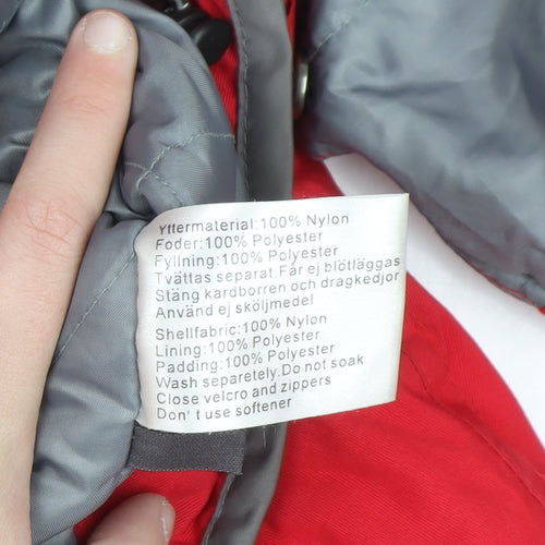 FIVE Red Waterproof Hooded Puffer Jacket Women UK 8 Winter Nylon