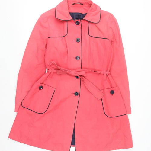 F&F Women's Pink Belted Trench Coat Size 14 Cotton Blend