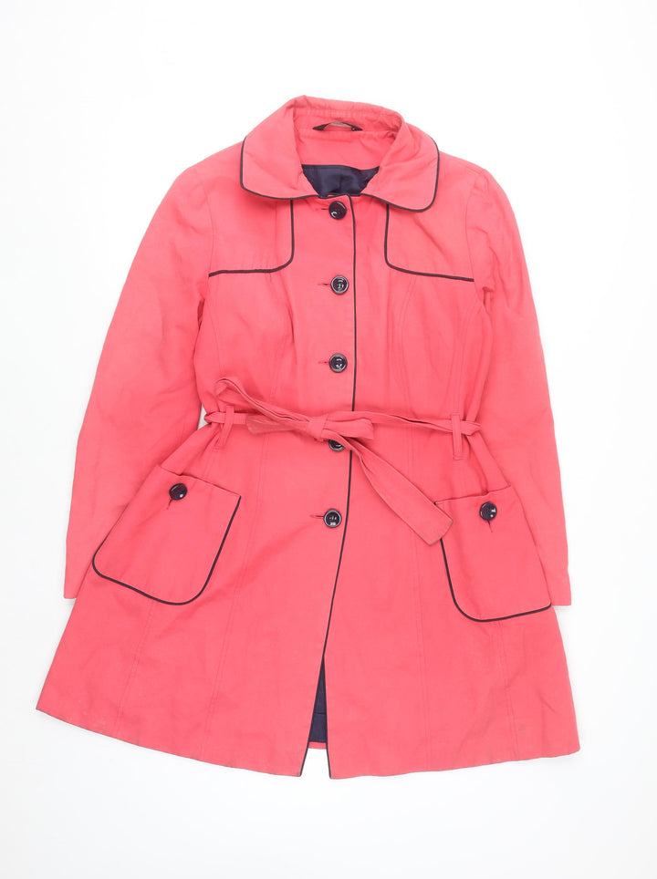 F&F Women's Pink Belted Trench Coat Size 14 Cotton Blend