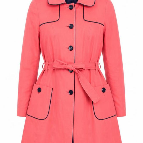 F&F Women's Pink Belted Trench Coat Size 14 Cotton Blend