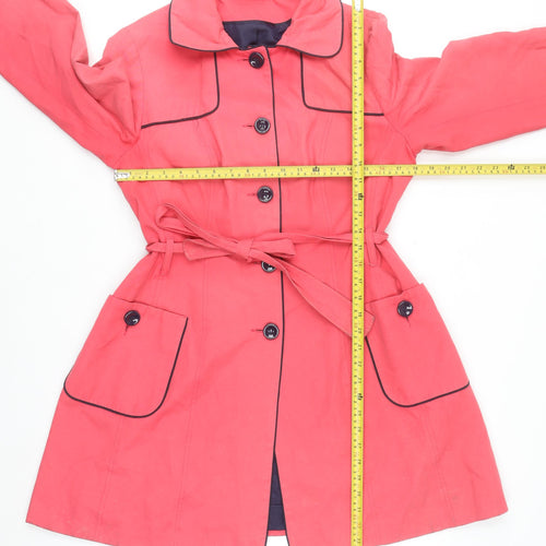 F&F Women's Pink Belted Trench Coat Size 14 Cotton Blend