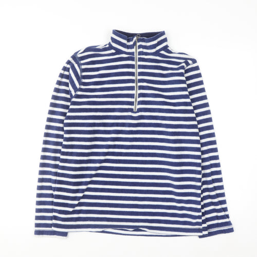 GAP Women Blue White Striped Fleece 1/2 Zip Pullover Sweatshirt L