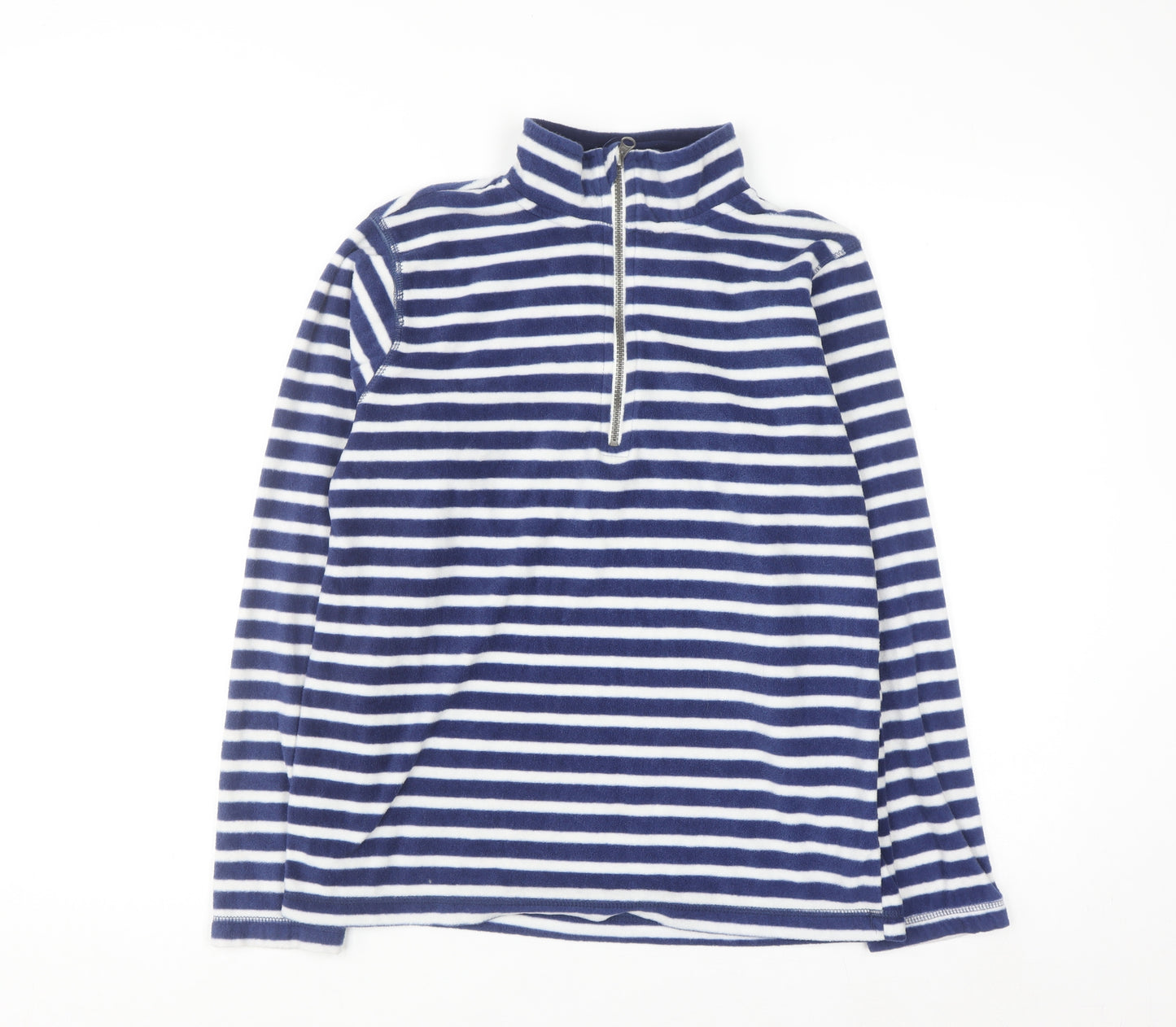 GAP Women Blue White Striped Fleece 1/2 Zip Pullover Sweatshirt L