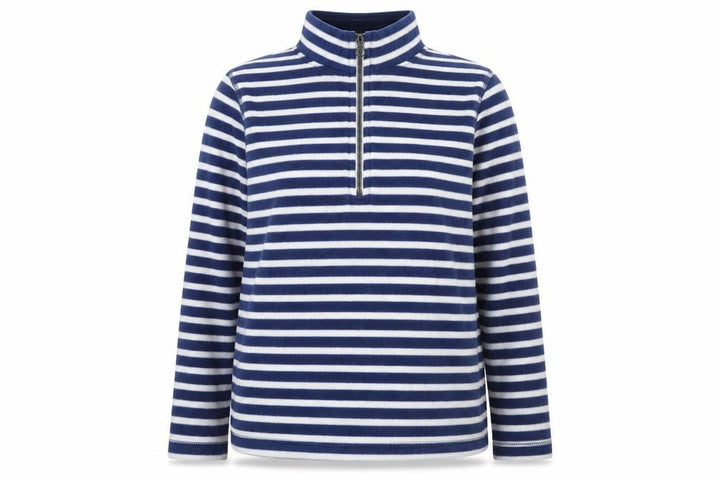 Gap Women Blue White Striped Fleece 1/2 Zip Pullover Sweatshirt L