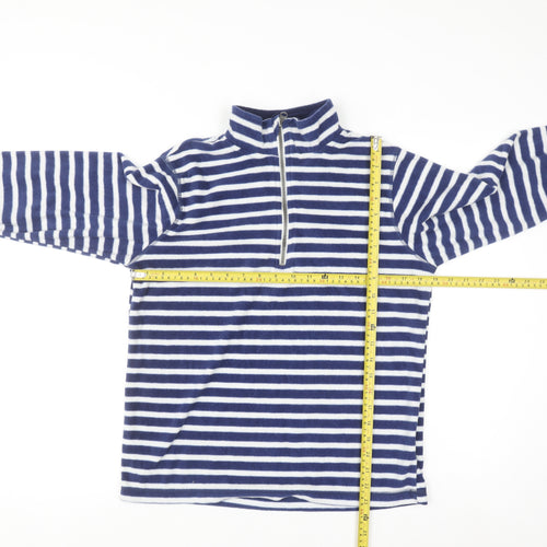 GAP Women Blue White Striped Fleece 1/2 Zip Pullover Sweatshirt L