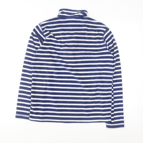 GAP Women Blue White Striped Fleece 1/2 Zip Pullover Sweatshirt L