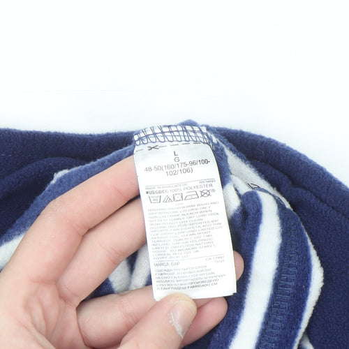 GAP Women Blue White Striped Fleece 1/2 Zip Pullover Sweatshirt L