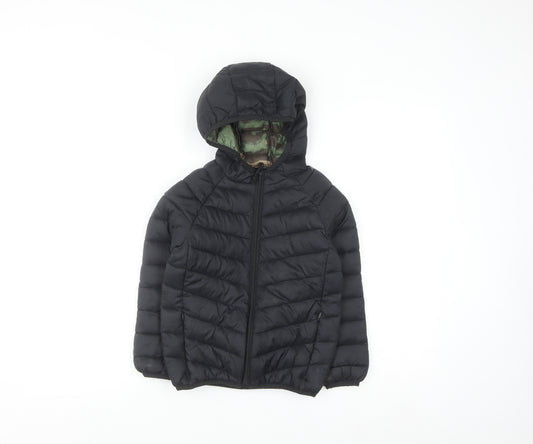 Marks and Spencer Boys Black Hooded Puffer Jacket 4-5 Years