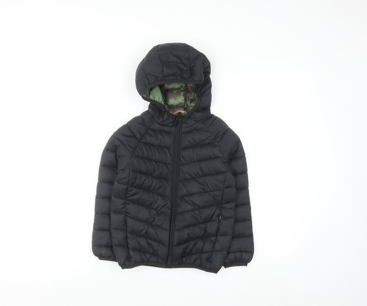 Marks and Spencer Boys Black Hooded Puffer Jacket 4-5 Years