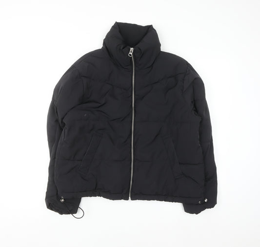 H&M Divided Women's Black Puffer Jacket Size S Winter Casual