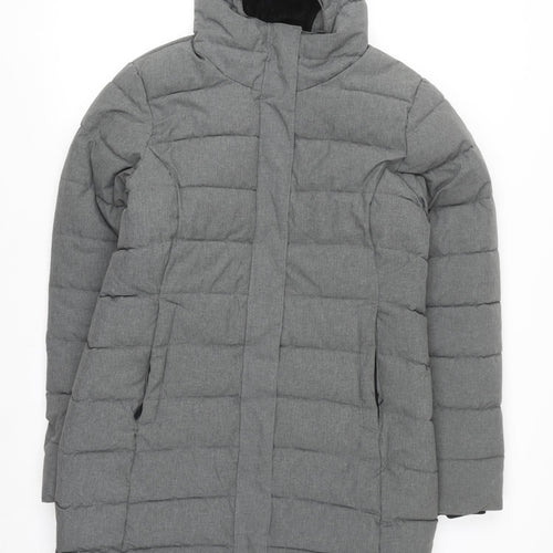Peter Storm Women's Grey Size 12 Long Puffer Coat with Hood